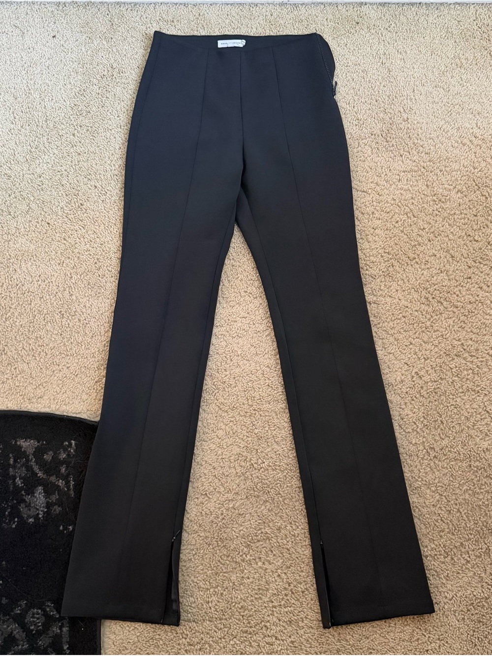 Good American Black High-Waist Split Hem Trousers